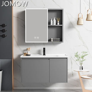 官方正品加厚太空铝浴室柜洗脸盆柜组合卫生间小户型一体陶瓷盆