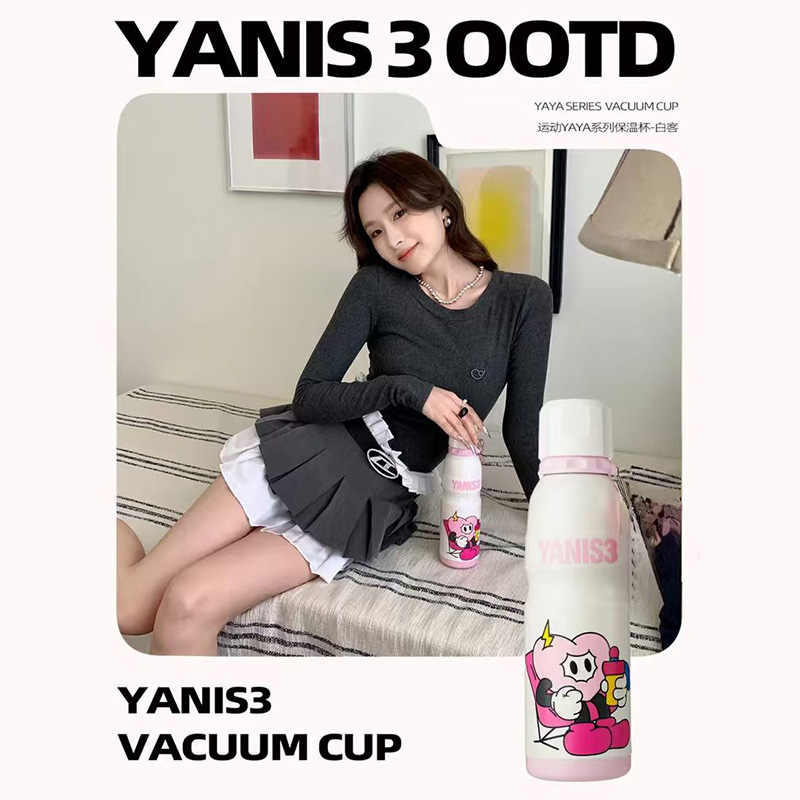 运动水壶y3杯具熊水杯保温杯户外便携不锈钢小学生保冷大容量杯子