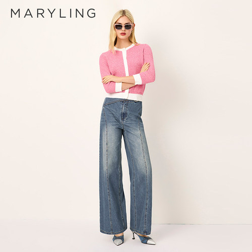 MARYLING玛俪琳奥莱outlets初春新品直筒水洗牛仔裤A1FAW56020
