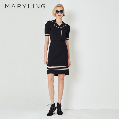 MARYLING横间细节针织半裙