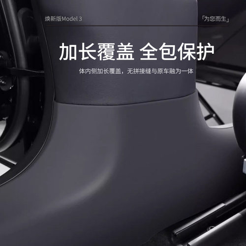适用特斯拉焕新版Model3新款前排后排门槛条全包绒毛防护改装配件