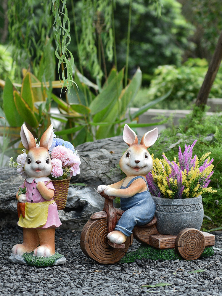 户外花园卡通雕塑兔子动物造型花盆庭院装饰摆件阳台院子造景布置
