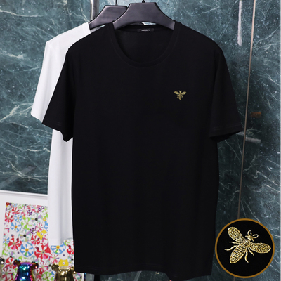夏季冰丝男款t恤潮牌ins小标刺绣