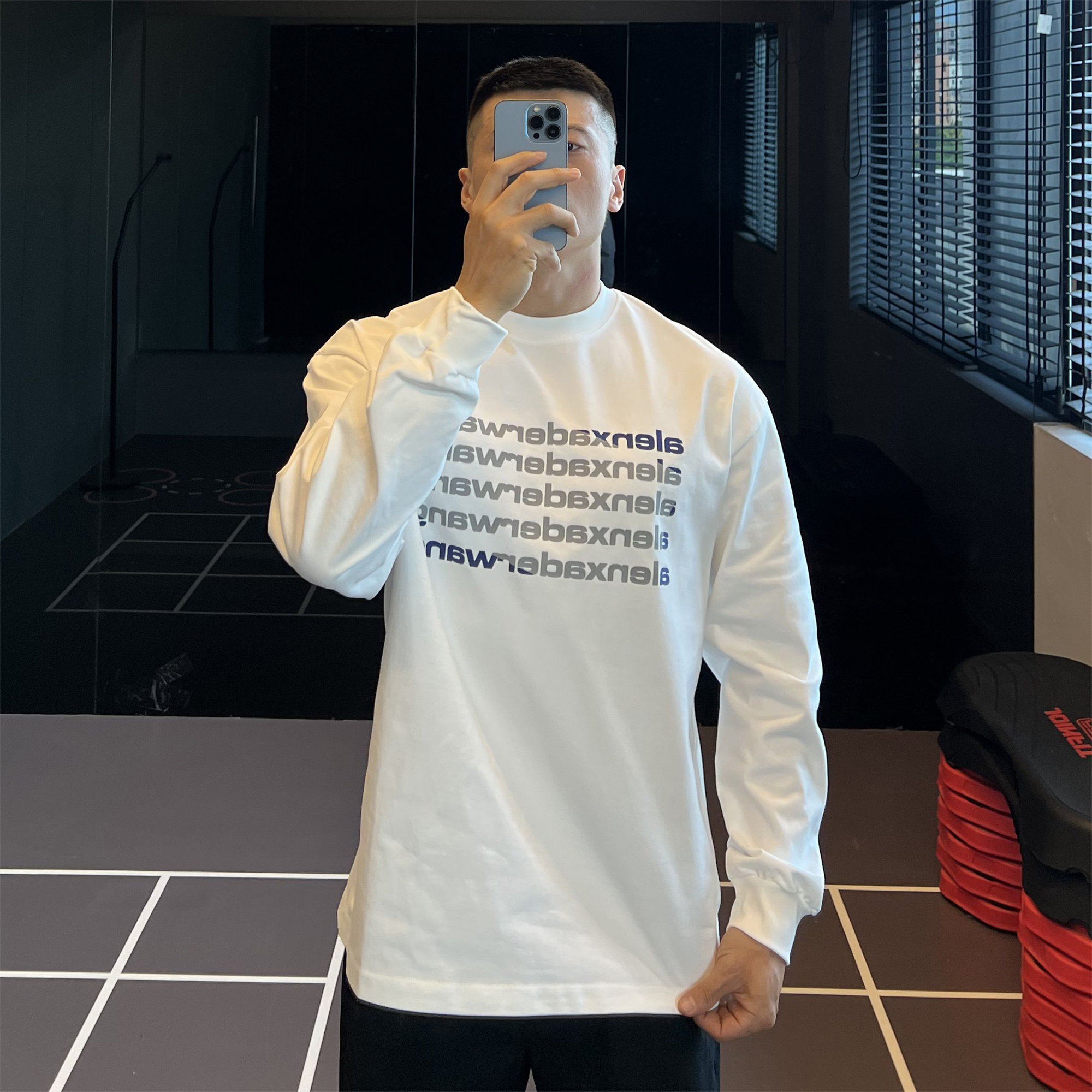 纯棉运动球衣风长袖打底衫圆领T