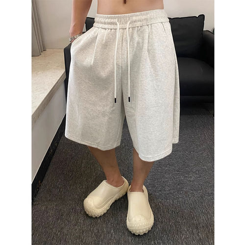 美式复古纯色运动短裤男潮牌宽松