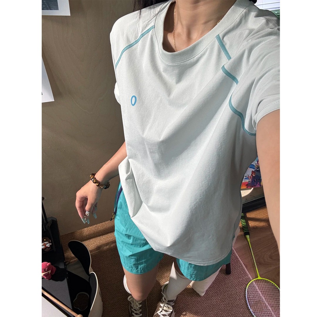 300斤大码冰川蓝山系速干T恤男女夏季薄款运动短袖情侣户外骑行服