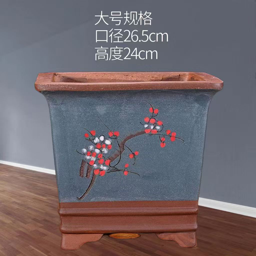 紫砂花盆特大造型四方花盆树桩绿植多肉花卉文竹吊兰盆景花盆免邮