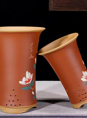 简约紫砂花盆高颜值直销国风兰花盆高档透气原矿泥室内花盆耐用。