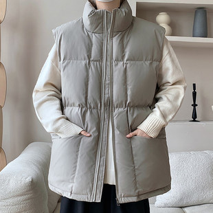 立领棉马甲男冬季加厚保暖坎肩棉衣外套慵懒宽松无袖棉服大码男款