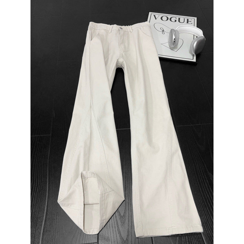 绿色弯刀牛仔裤男女美式cleanfit伐木工装裤子直筒显瘦修身微喇裤