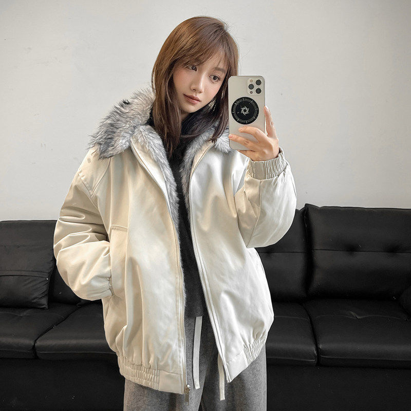 boxy廓型痞帅冬装棉服狼王座山雕