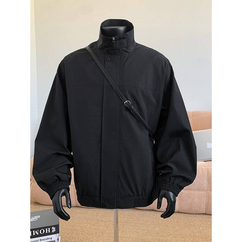 大红色立领机能冲锋衣外壳单件三防工装夹克男款痞帅风美式外套潮