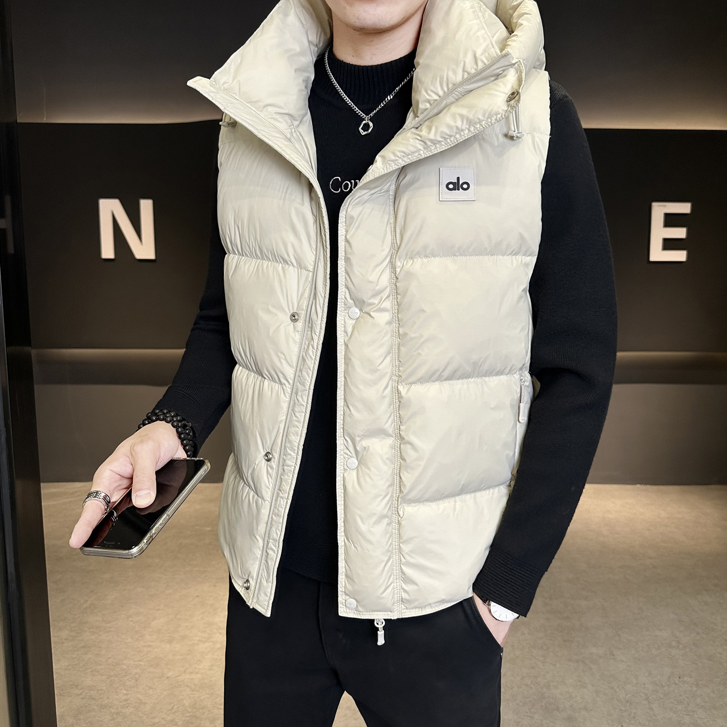 短款vibe美式潮牌羽绒马甲男运动