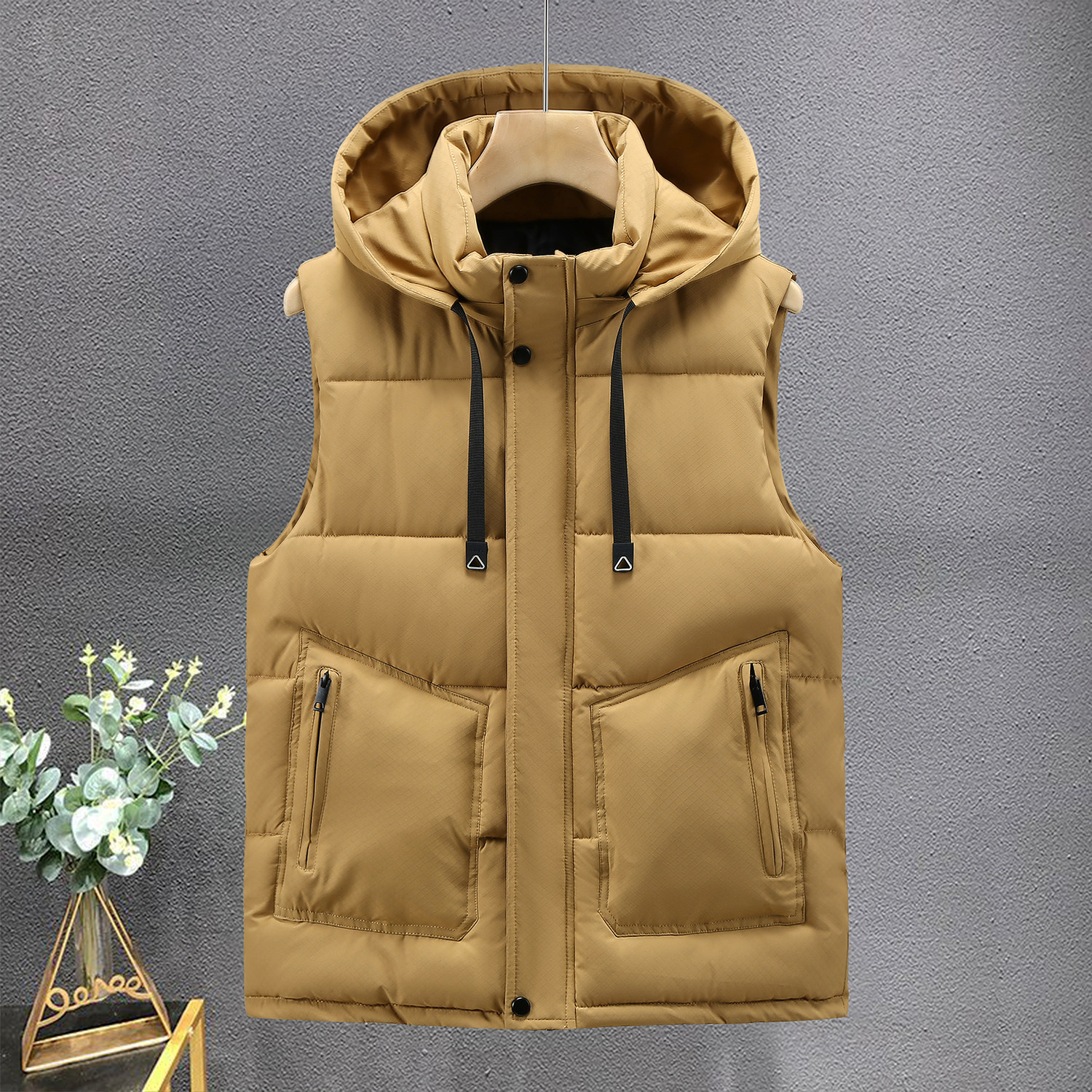 秋冬季学生保暖棉马甲加厚背心潮青少年可拆连帽坎肩外套男士马夹