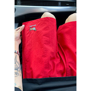 男款 五分中裤 夏季 速干运动裤 潮牌情侣美式 粉红色腊肠小狗刺绣短裤