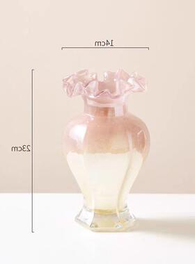 新品法式中古玻璃花瓶感摆件高颜值水培插花装饰餐桌家居简约