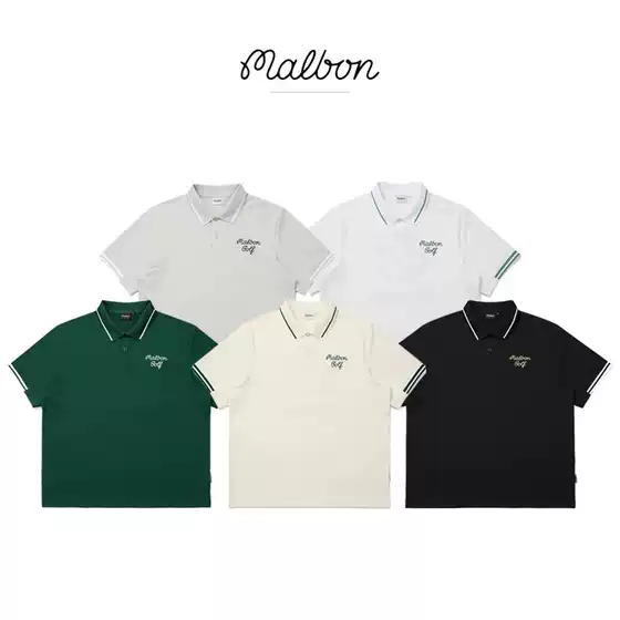 New 2025 Spring/Summer Korean MALBON Men's Golf Business Short-Sleeve Polo Shirt Casual Breathable