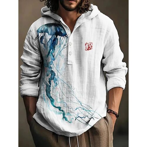 半开襟连帽长袖上衣 Half open hooded long sleeved top T-shirt