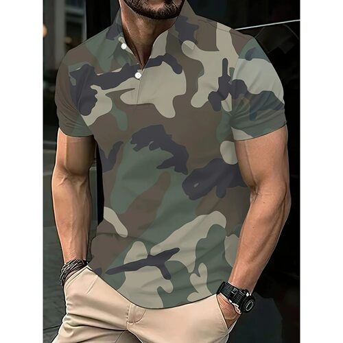 迷彩翻领短袖T恤Camflage collar short sleeved T-shirt for men