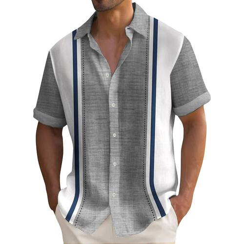 Simple printed loose short sleeved shirt简约印花宽松短袖衬衫