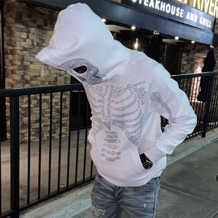 Rhinestone hooded couple sports sweater 水钻连帽情侣运动卫衣