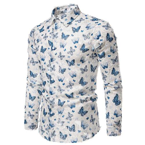 满印翻领长袖T恤Full print printed lapel long sleeved T-shirt