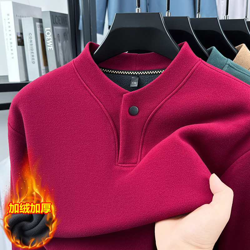 Solid color button up long sleeved shirt纯色扣子拼接长袖上衣