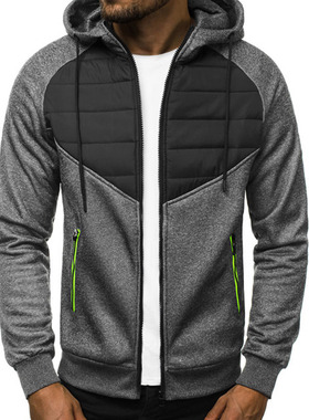 Men's casual patchwork cardigan sweater 男士休闲拼接开衫卫衣