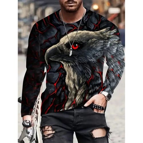 圆领印花长袖上衣Round neck printed long sleved shirt for men