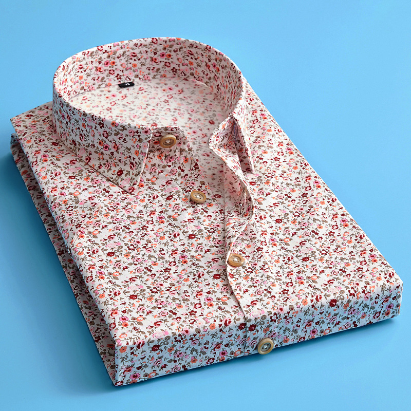 Printed short sleeved thin collar shirt印花短袖薄款翻领衬衫
