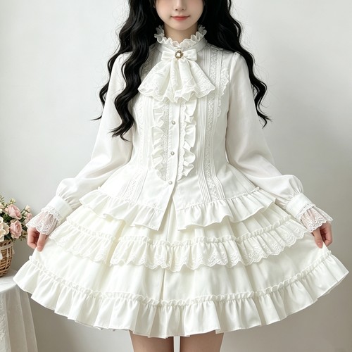 Lolita白色内搭衬衣中世纪上衣女