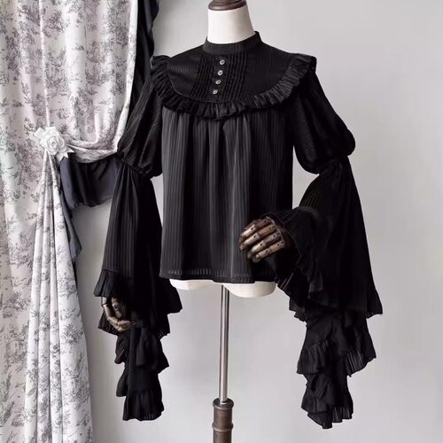 lolita姬袖内搭红色宫廷风衬衫