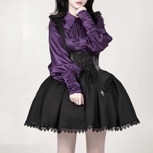 荆棘夜复古中世纪宫廷风上衣紫色哥特羊腿袖内搭衬衫灯笼长袖衬衣