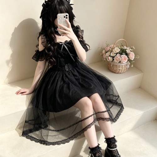 清楚系透明感连衣裙蕾服宅萌纱裙