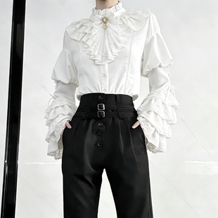 上衣复古中世纪打底衫 哥特风内搭白色姬袖 春 衬衫 Lolita王子系长袖