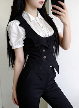 黑色小蝙蝠马甲哥特lolita亚文化