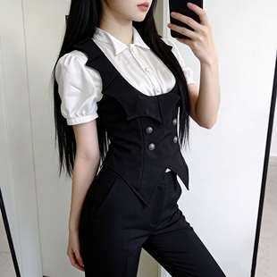 王子系洛丽塔衬衫外套黑色小蝙蝠马甲哥特lolita亚文化基佬装马夹