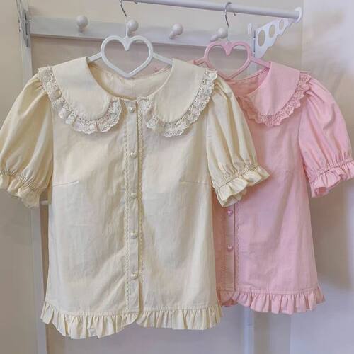 泡泡袖上衣Lolita短袖衬衣内搭夏