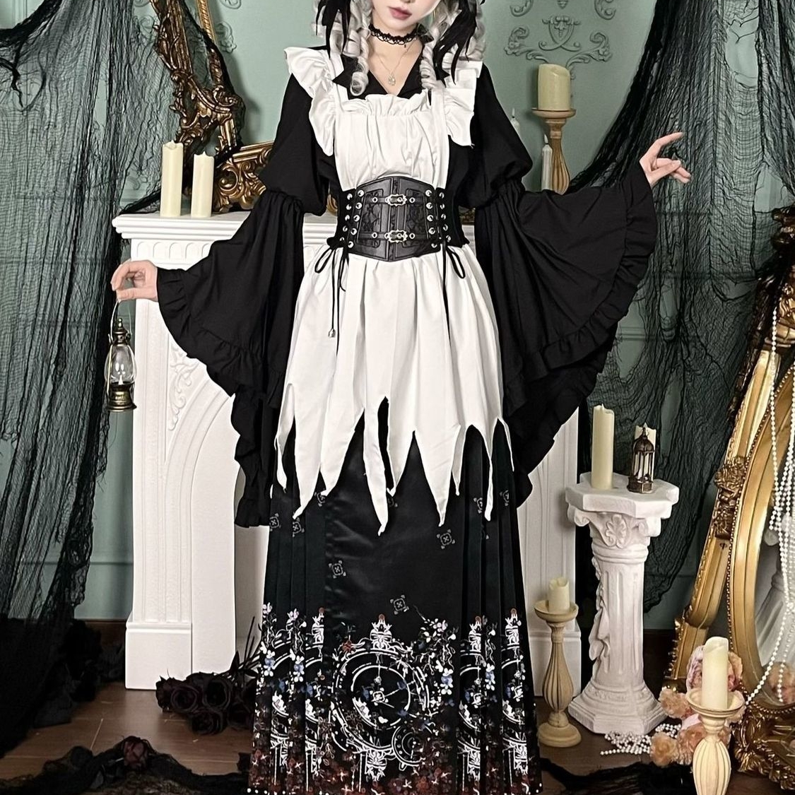 哥特风汉洋折衷暗黑系姬袖衬衫