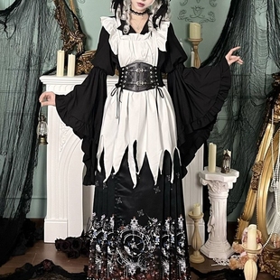 哥特风汉洋折衷暗黑系姬袖衬衫春夏日常马面裙罩裙汉服亚文化套装