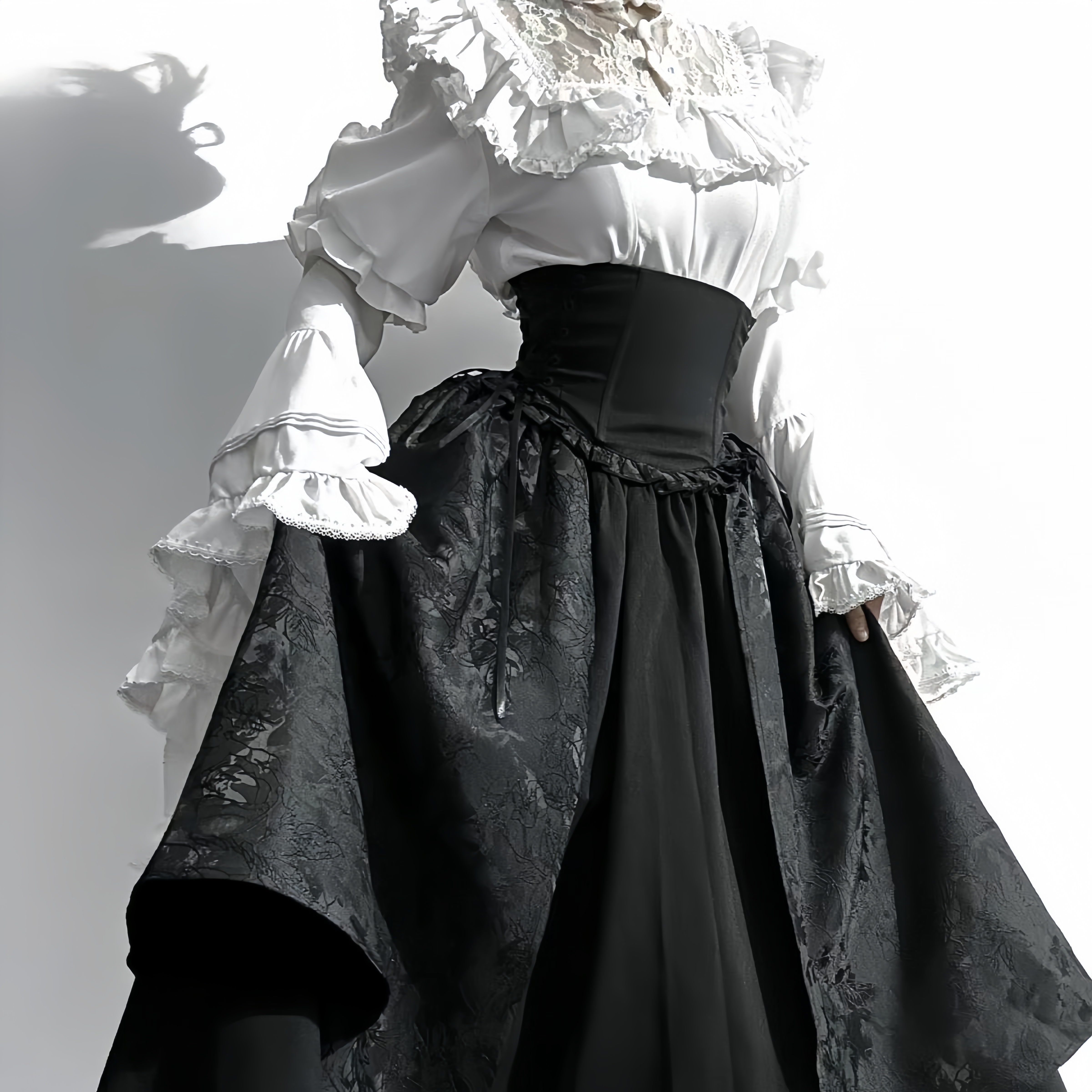 Lolita哥特宫廷风姬袖衬衫半身裙