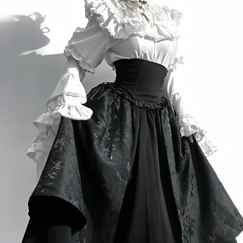 Lolita哥特宫廷风姬袖衬衫半身裙