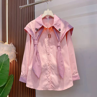 胖妹妹2026春季海军领纯色韩版上衣百搭减龄宽松卫衣减龄遮肉打底