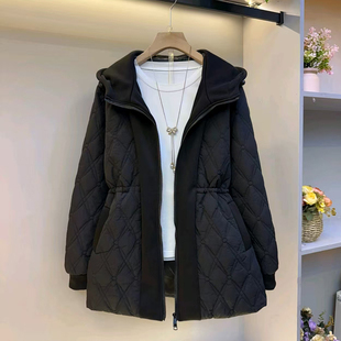 棉服外套收腰拼接遮肉外衣气质高级感棉衣 大码 胖妹妹冬季 保暖时尚