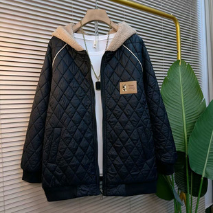 外套百搭连帽高级感棉衣时尚 夹棉加厚长袖 棉服 2025秋冬季 胖mm大码