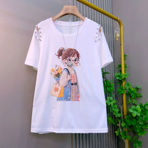 胖妹妹2026夏季短袖上衣大码女装时尚休闲卡通T恤减龄宽松小衫潮