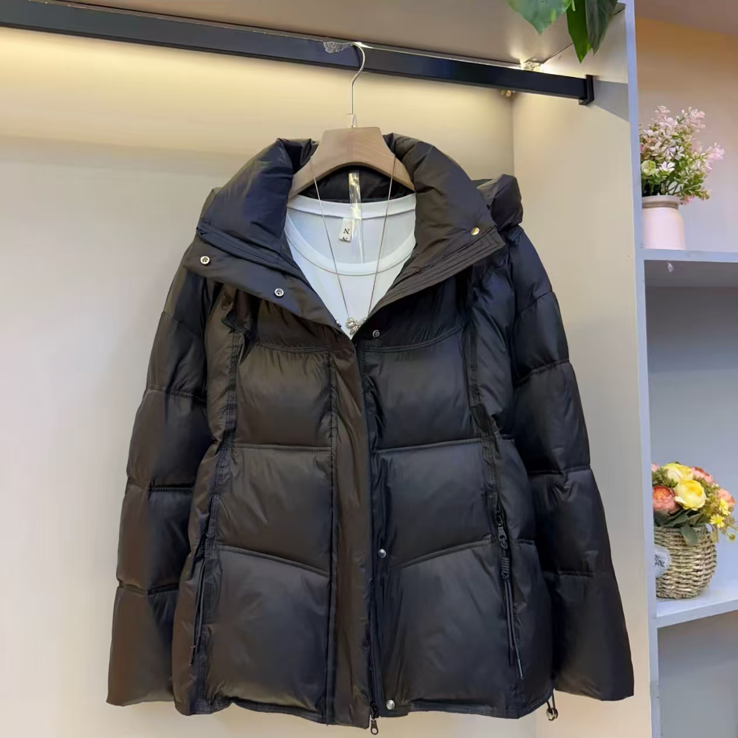 胖妹妹大码棉服2025冬季连帽保暖棉衣显瘦高级感纯色棉袄外套宽松