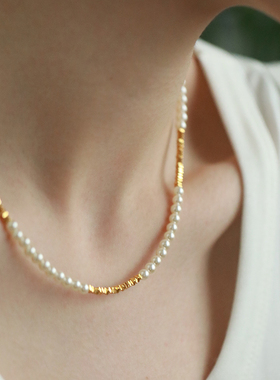 施家珍珠碎银子拼接项链2024新款