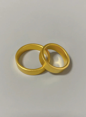 古法素圈钛钢镀18K金传承戒指女