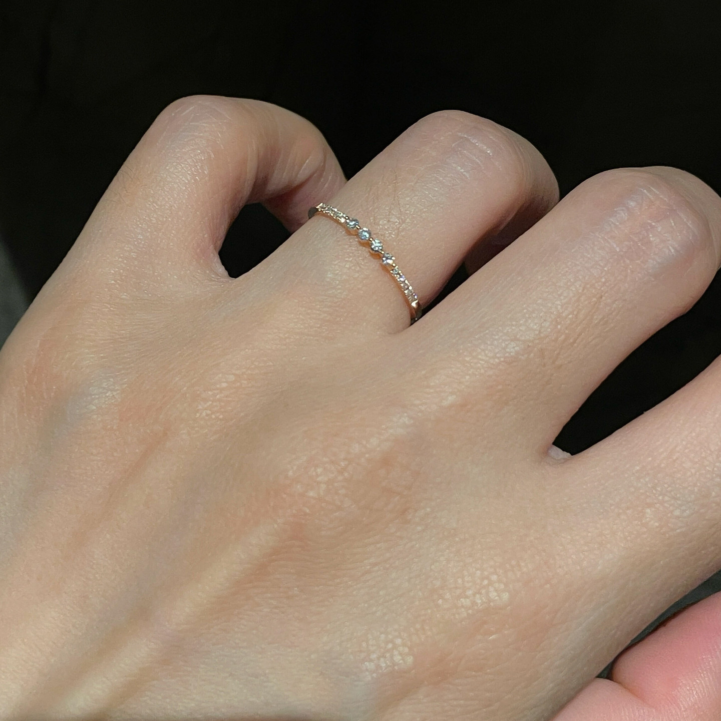 S925纯银极简风闪钻细戒指女高级